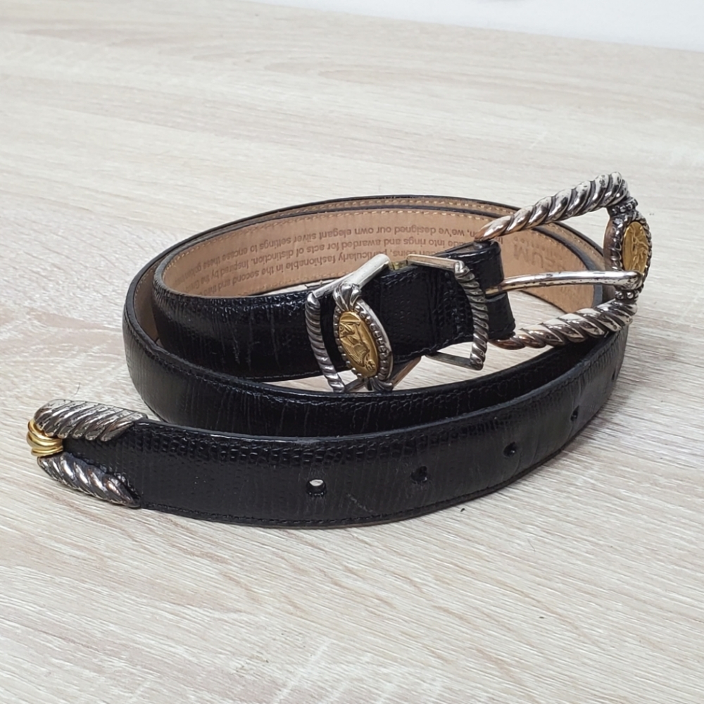 Brighton Black Leather Belt Silver Buckle Large